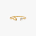 Initial Stone Open Ring