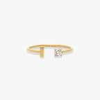 Initial Stone Open Ring