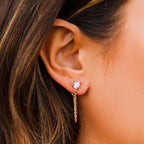 Raw Gem Chain Wrap Earrings