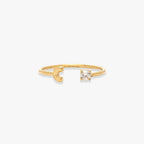 Initial Stone Open Ring