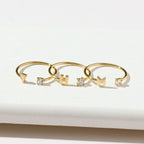 Initial Stone Open Ring