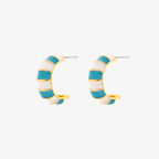 Striped Enamel Gold Hoop Earrings