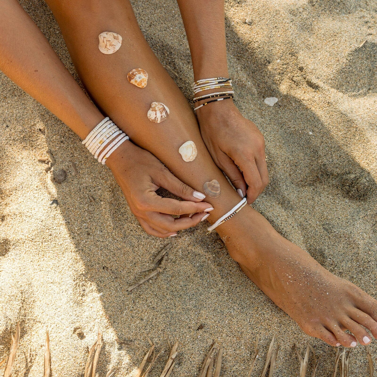 Black & White Seascape Stretch Anklet