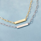 Engravable Paperclip Chain Bar Necklace