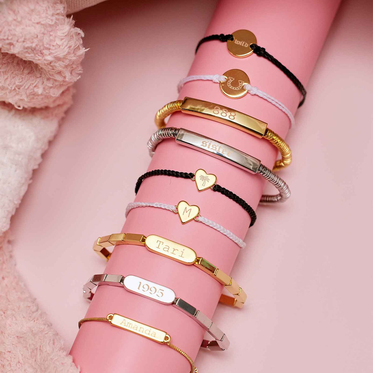 Engravable Rectangle Bead Stretch Bracelet