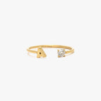 Initial Stone Open Ring