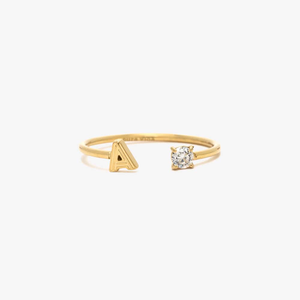 Initial Stone Open Ring
